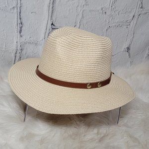 Large Beach Straw Summer Hat Wide Brim Floppy Boho Sun with Adjustable Tie Tan